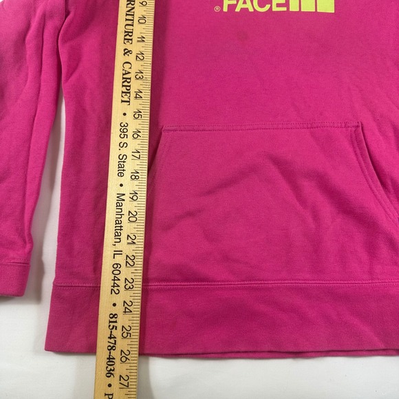 The North Face Womens Pink Hoodie Sweatshirt Large Logo Pullover Long Sleeve - Picture 3 of 8